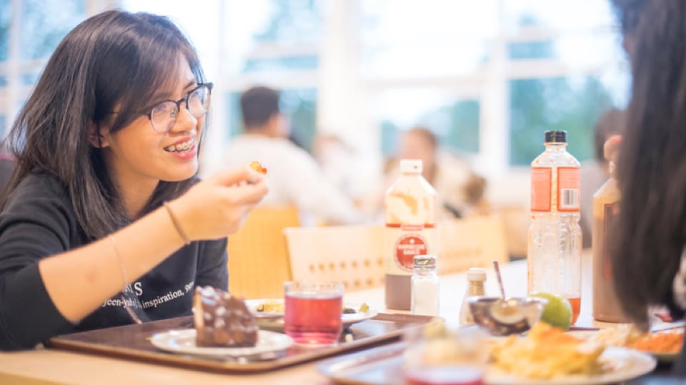 Students eating in the canteen